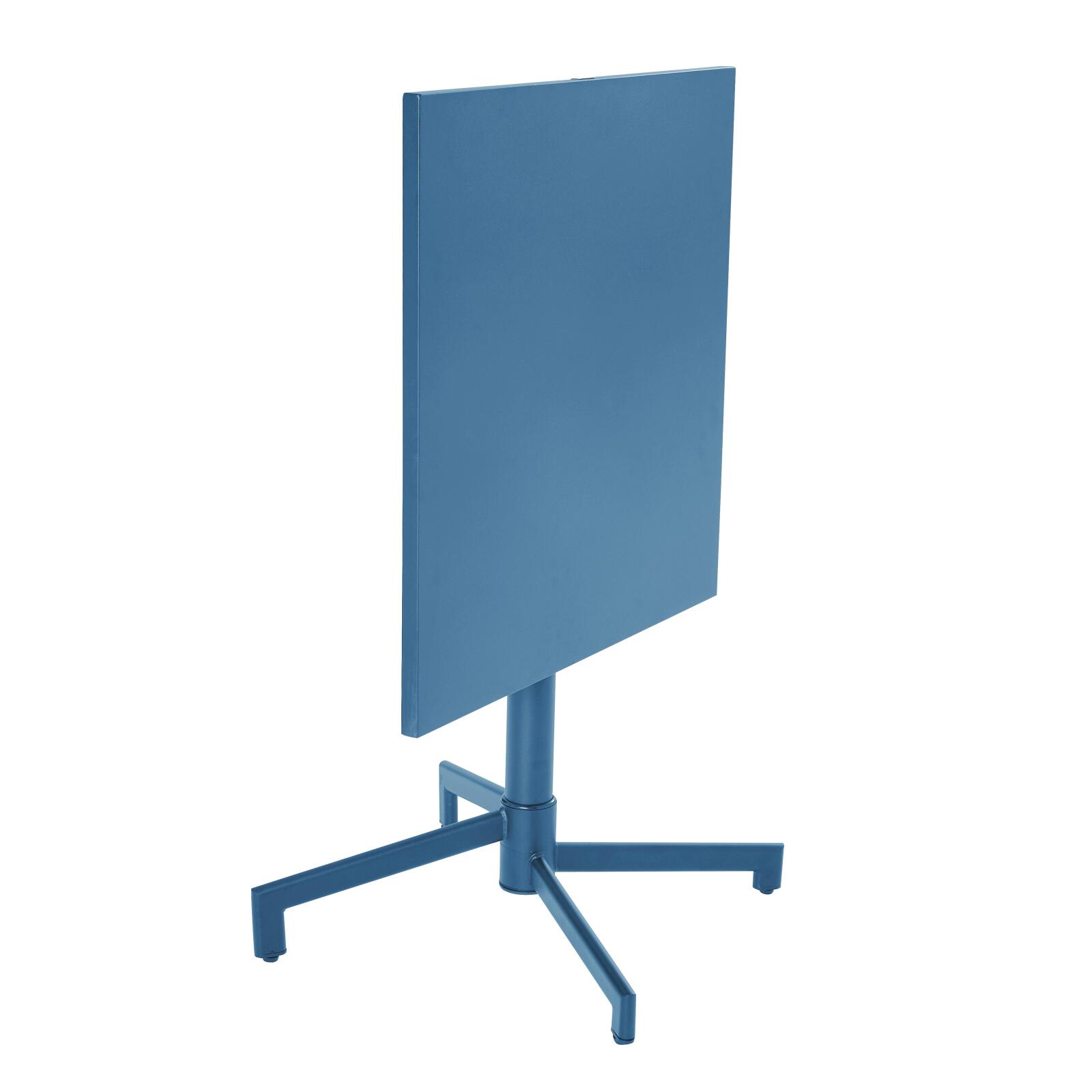 Table de jardin bistrot carrée inclinable en métal avec pied encastrable 70x70 cm et 2 chaises avec accoudoirs