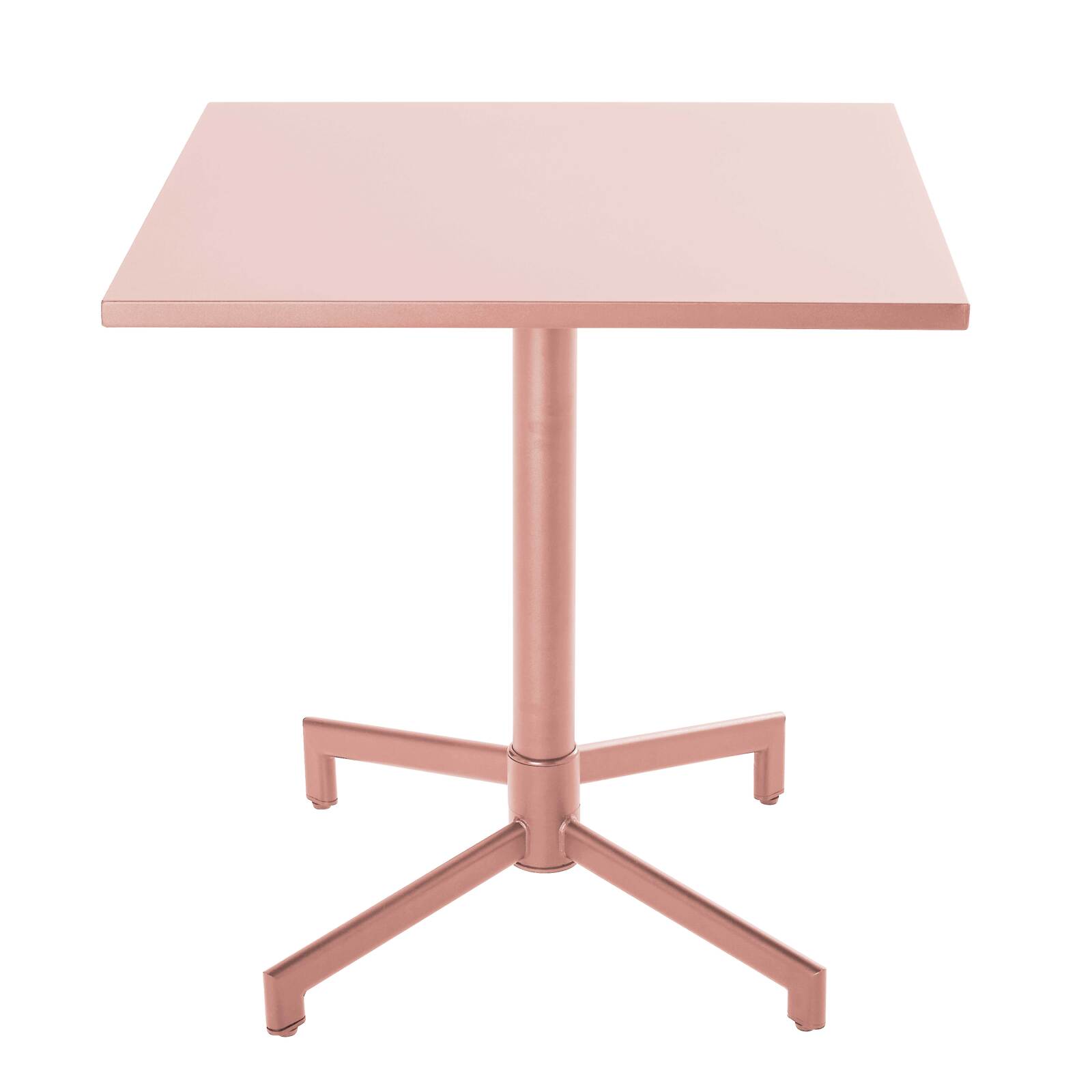 Table de jardin bistrot carrée inclinable en métal avec pied encastrable 70x70 cm et 2 chaises avec accoudoirs