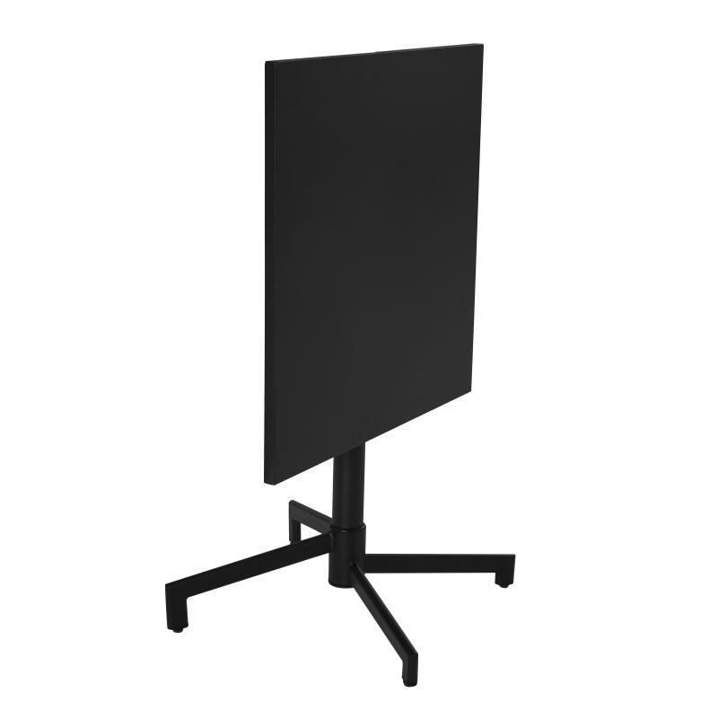 Table de jardin bistrot carrée inclinable en métal avec pied encastrable 70x70 cm et 2 chaises avec accoudoirs