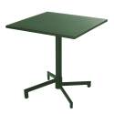 Table de jardin bistrot carrée inclinable en métal avec pied encastrable 70x70 cm et 2 chaises avec accoudoirs