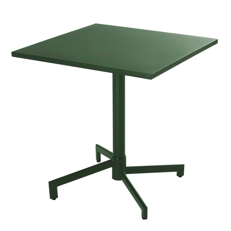 Table de jardin bistrot carrée inclinable en métal avec pied encastrable 70x70 cm et 2 chaises avec accoudoirs (3/7)