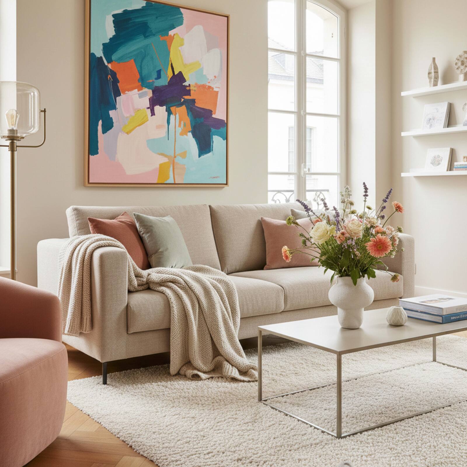 Canapé 3 places en tissu chiné