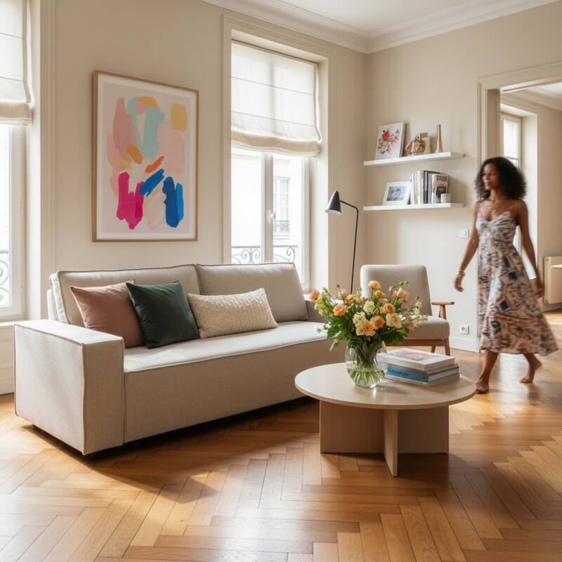 Canapé convertible 3 places en tissu