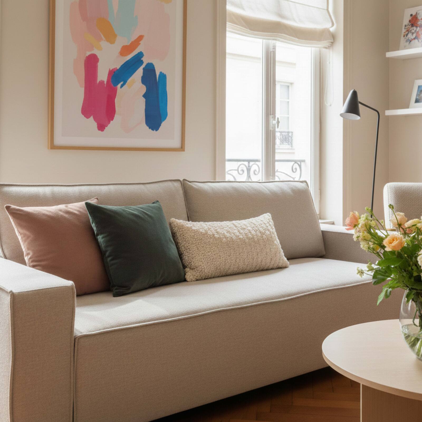 Canapé convertible 3 places en tissu