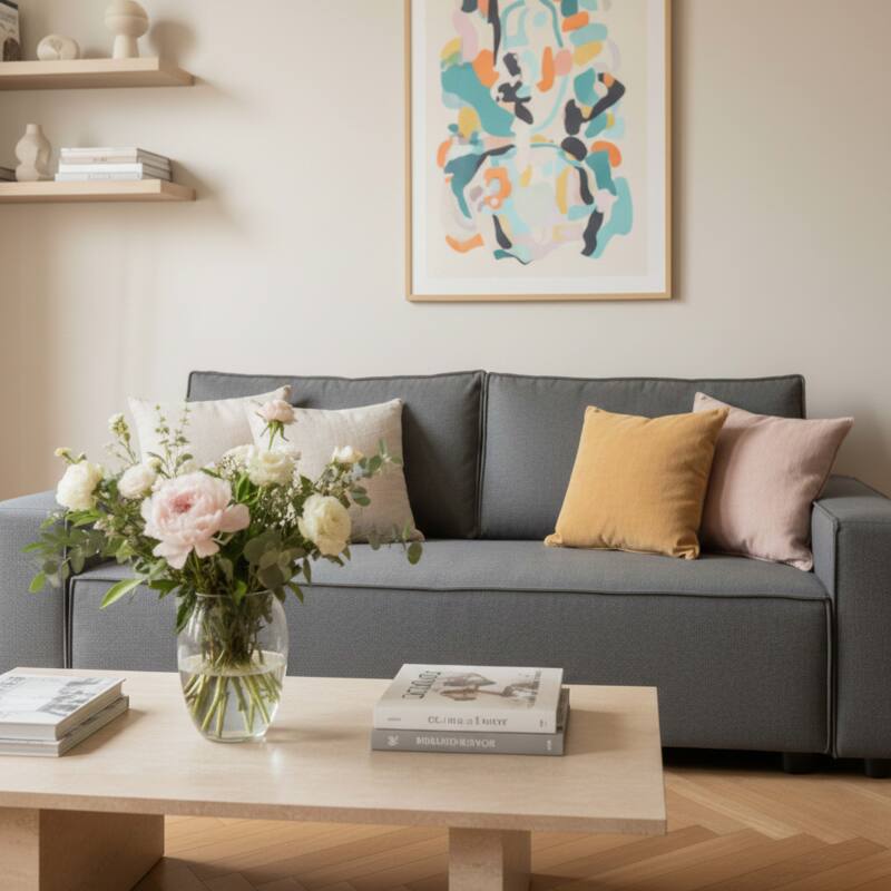 Canapé convertible 3 places en tissu (2/6)