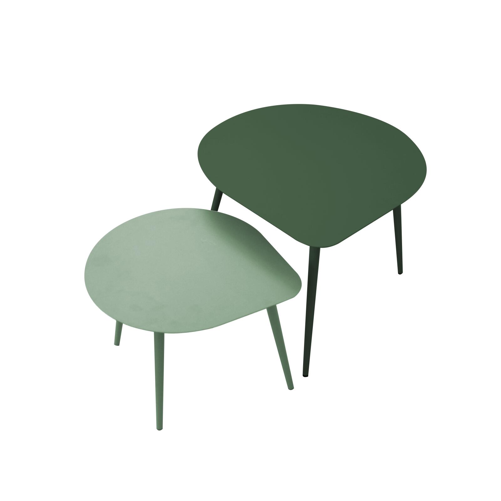 Tables basses gigognes de jardin rondes en métal 58x50x34 cm et 40x35x28 cm