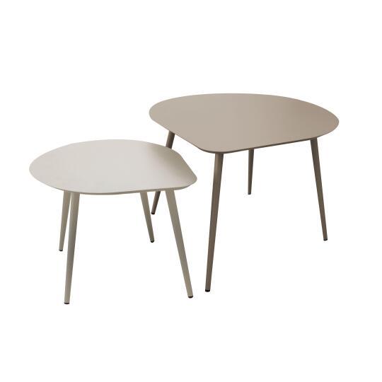 Tables basses gigognes de jardin rondes en métal 58x50x34 cm et 40x35x28 cm | Oviala