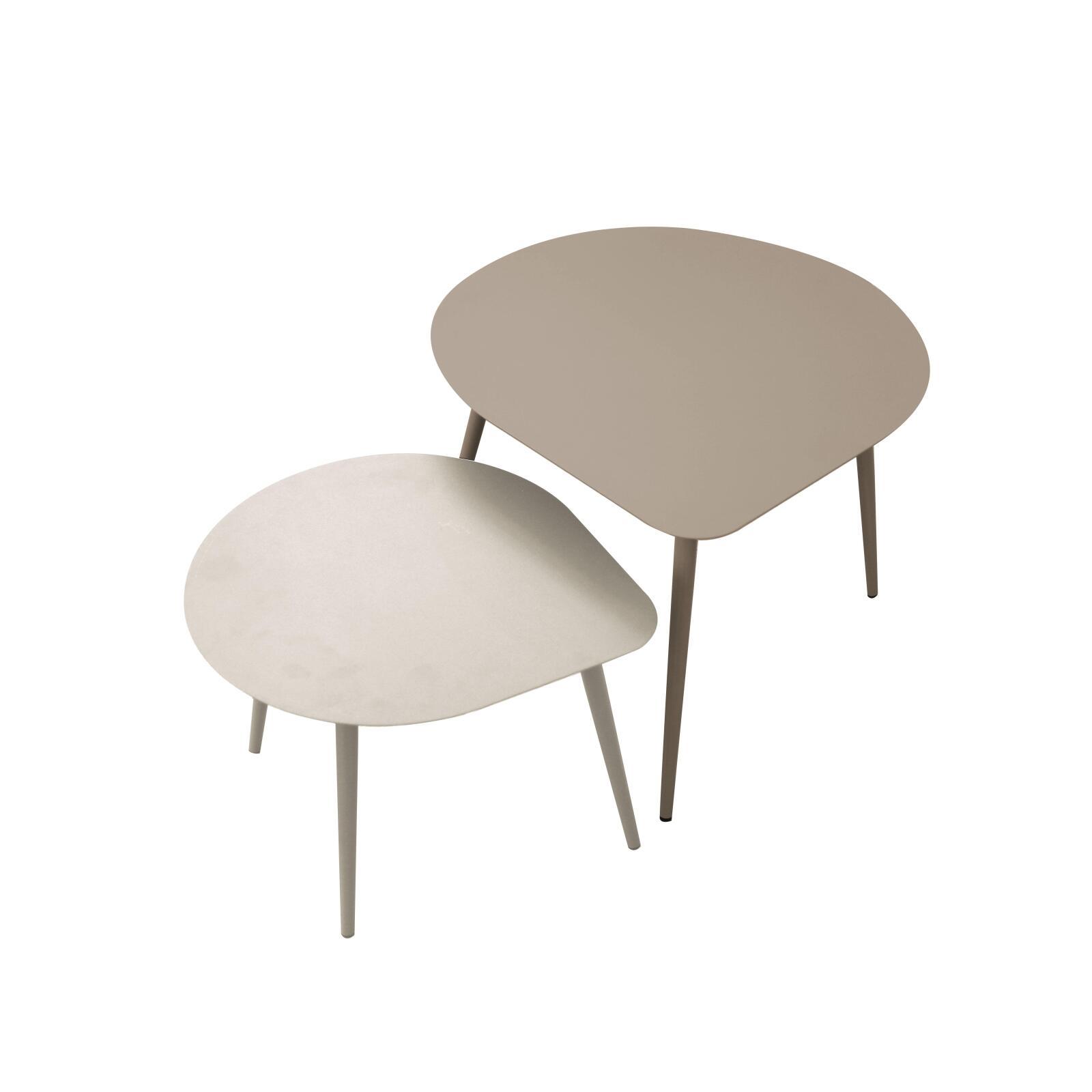 Tables basses gigognes de jardin rondes en métal 58x50x34 cm et 40x35x28 cm