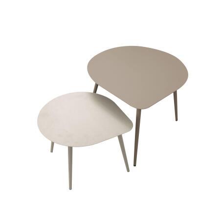 Tables basses gigognes de jardin rondes en métal 58x50x34 cm et 40x35x28 cm (2/7)