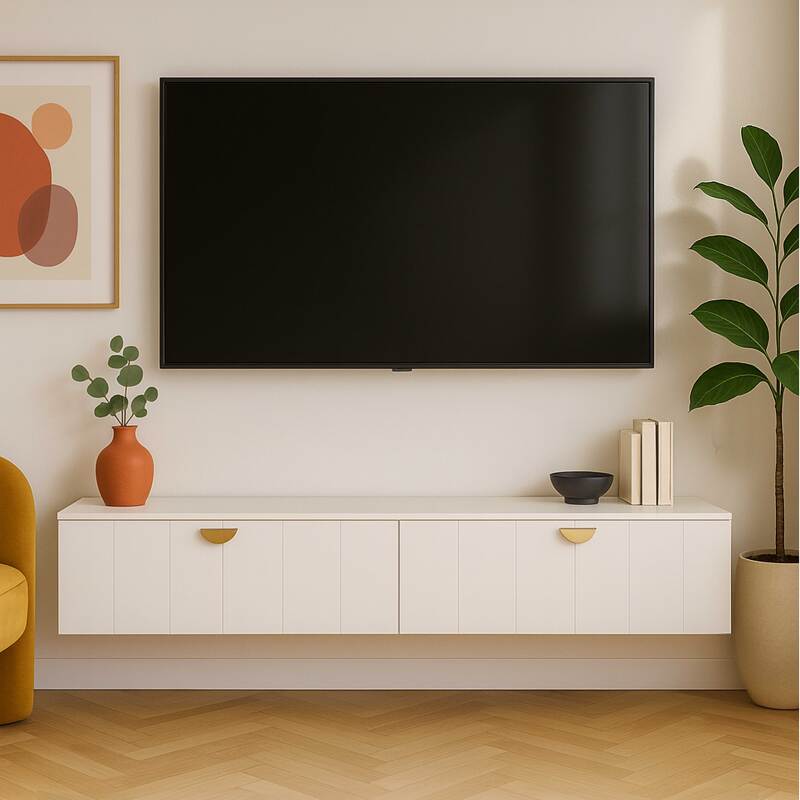 Meuble TV suspendu 160 cm style moderne (2/6)