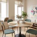 Table à manger ronde en métal et plaquage bois 4 personnes