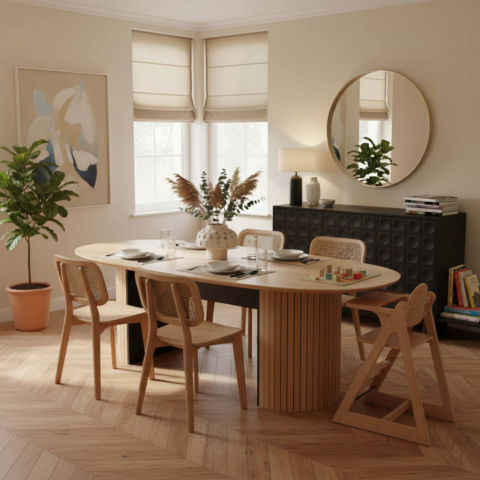 Table à manger ovale en effet bois de chêne FSC® 10 personnes