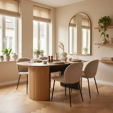 Table à manger ovale en effet bois de chêne FSC® 10 personnes (6/8)