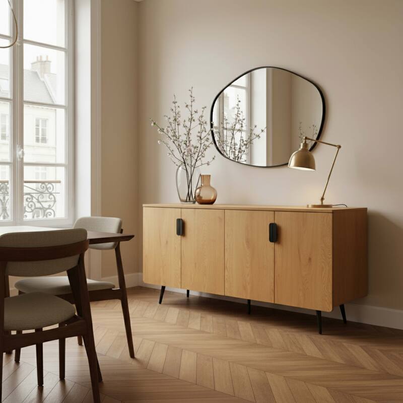 Buffet effet bois 4 portes 160 cm (2/8)