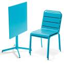 Table de jardin bistrot carrée inclinable en métal 70x70 cm et 2 chaises 