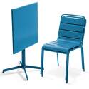 Table de jardin bistrot carrée inclinable en métal 70x70 cm et 2 chaises 