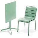 Table de jardin bistrot carrée inclinable en métal 70x70 cm et 2 chaises 