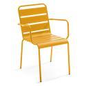 Table de jardin bistrot carrée inclinable en métal 70x70 cm et 2 chaises avec accoudoirs