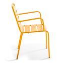 Table de jardin bistrot carrée inclinable en métal 70x70 cm et 2 chaises avec accoudoirs