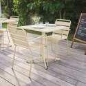 Table de jardin bistrot carrée inclinable en métal 70x70 cm et 2 chaises avec accoudoirs