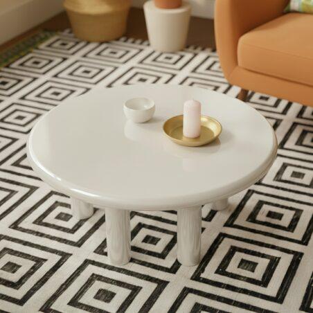 Table basse effet laqué ronde Ø80 cm (2/4)