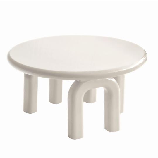Table basse effet laqué ronde Ø80 cm style rétro | Oviala