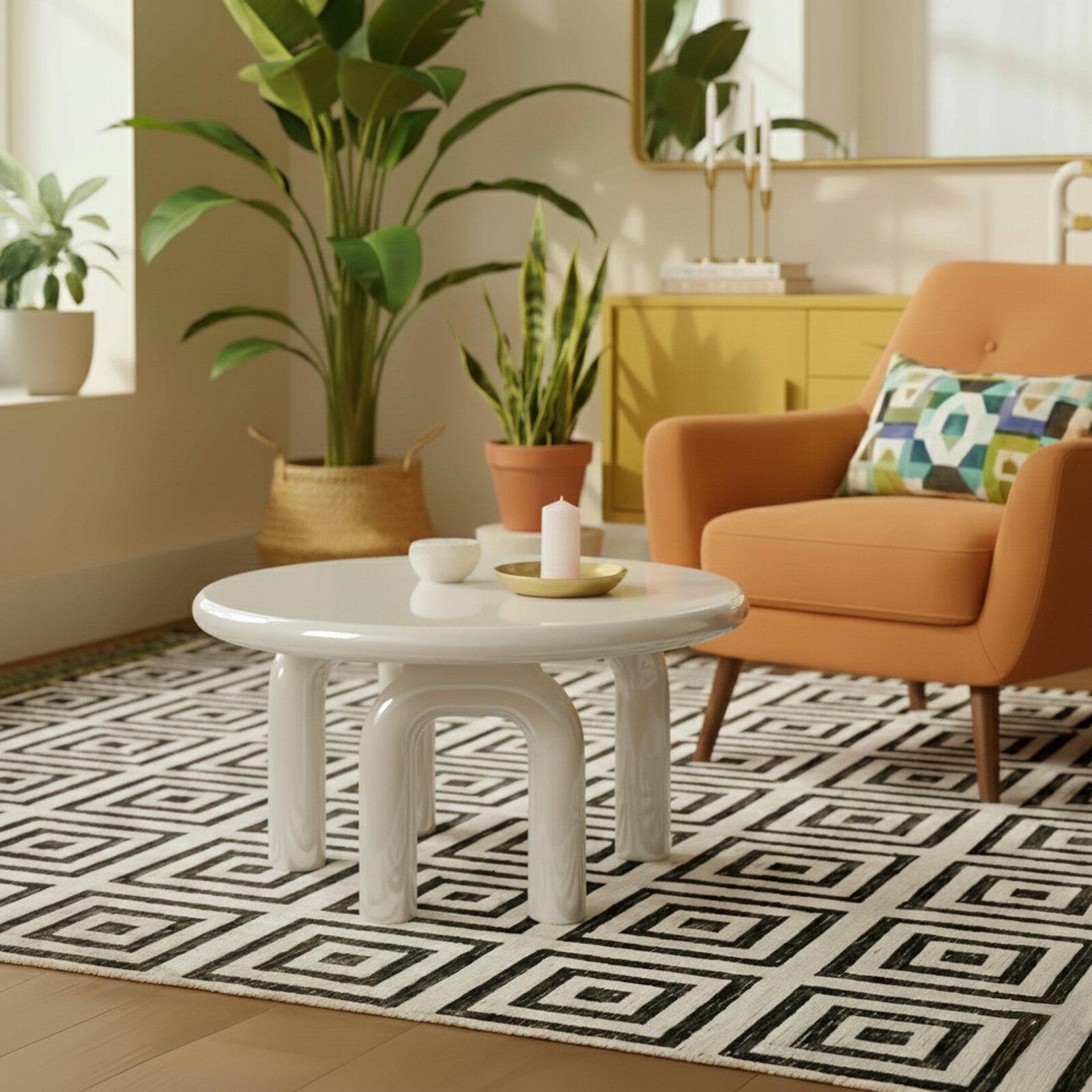 Table basse effet laqué ronde Ø80 cm