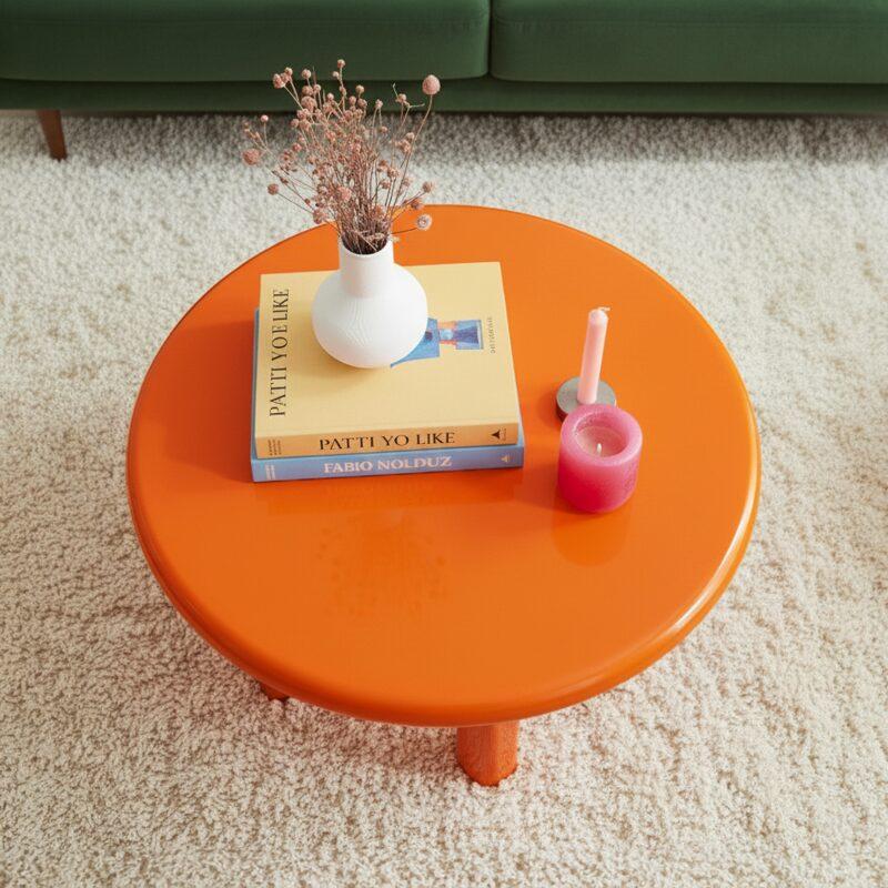 Table basse effet laqué ronde Ø80 cm (2/4)