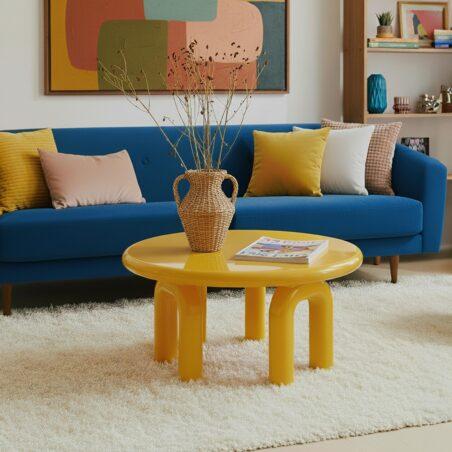 Table basse effet laqué ronde Ø80 cm