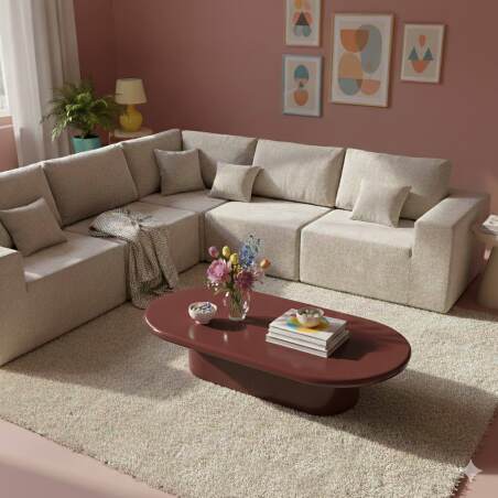 Table basse effet laqué ovale 100x70 cm