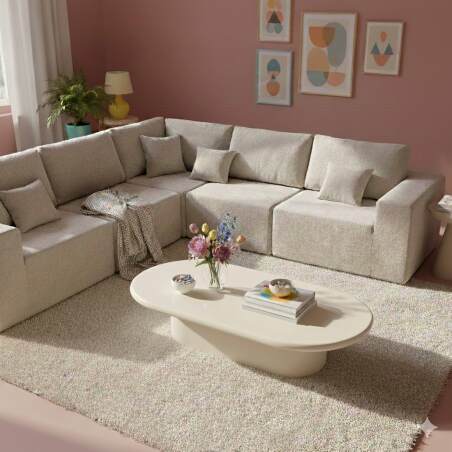 Table basse effet laqué ovale 100x70 cm