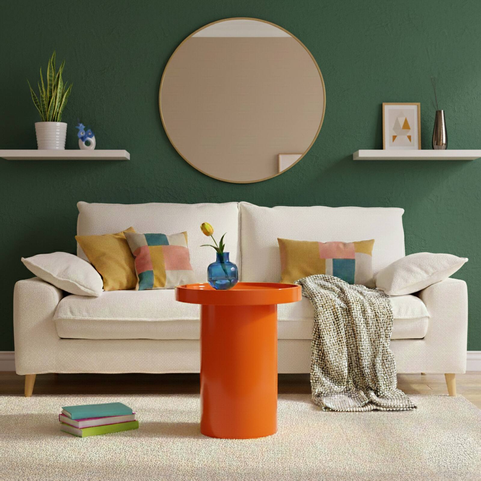 Table basse effet laqué ronde Ø40 cm