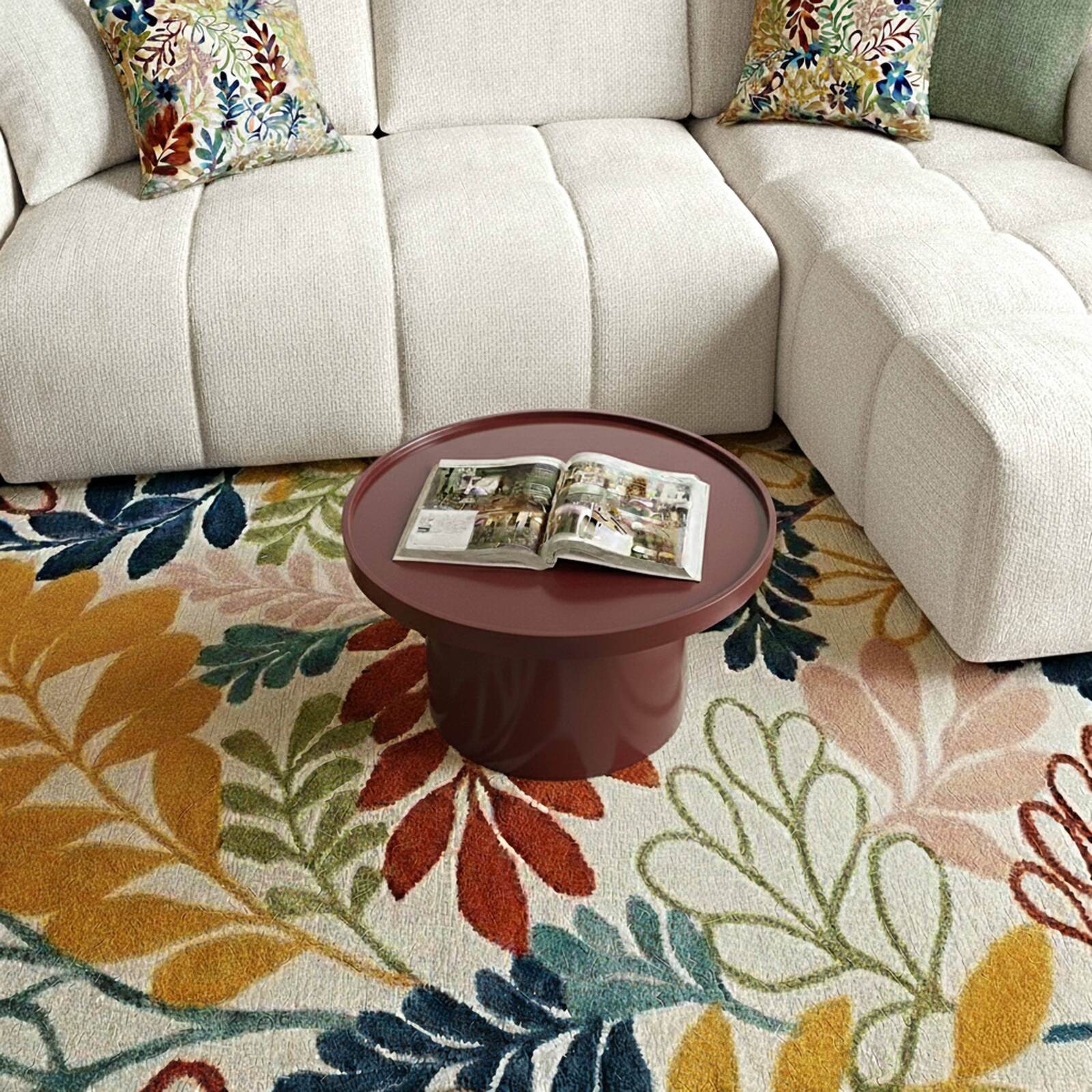 Table basse effet laqué ronde Ø50 cm