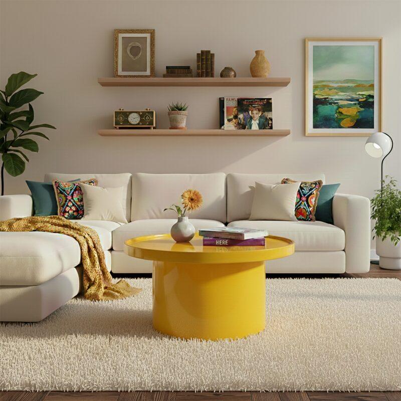 Table basse effet laqué ronde Ø70 cm