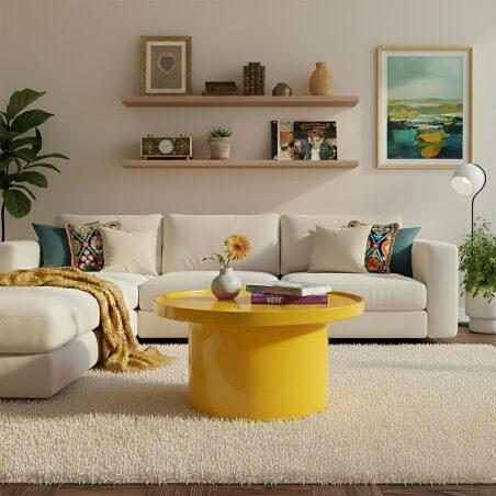 Table basse effet laqué ronde Ø70 cm