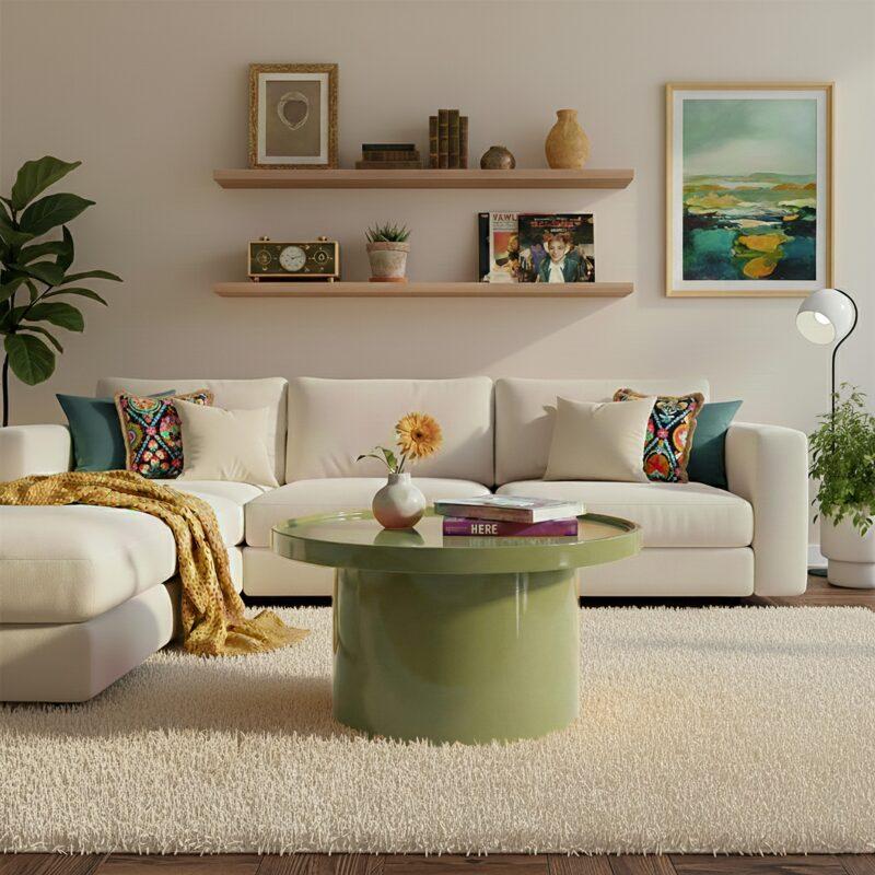 Table basse effet laqué ronde Ø70 cm