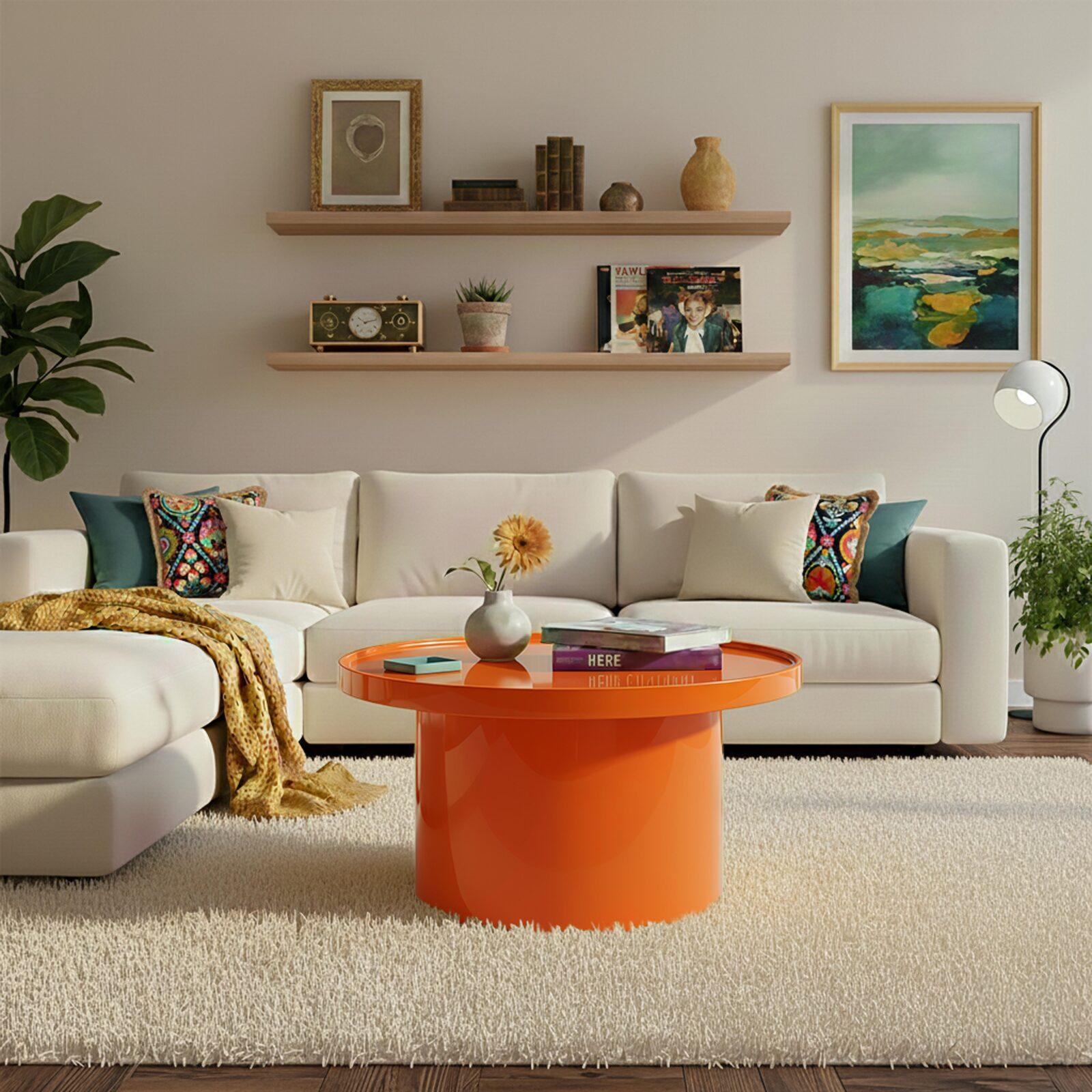 Table basse effet laqué ronde Ø70 cm