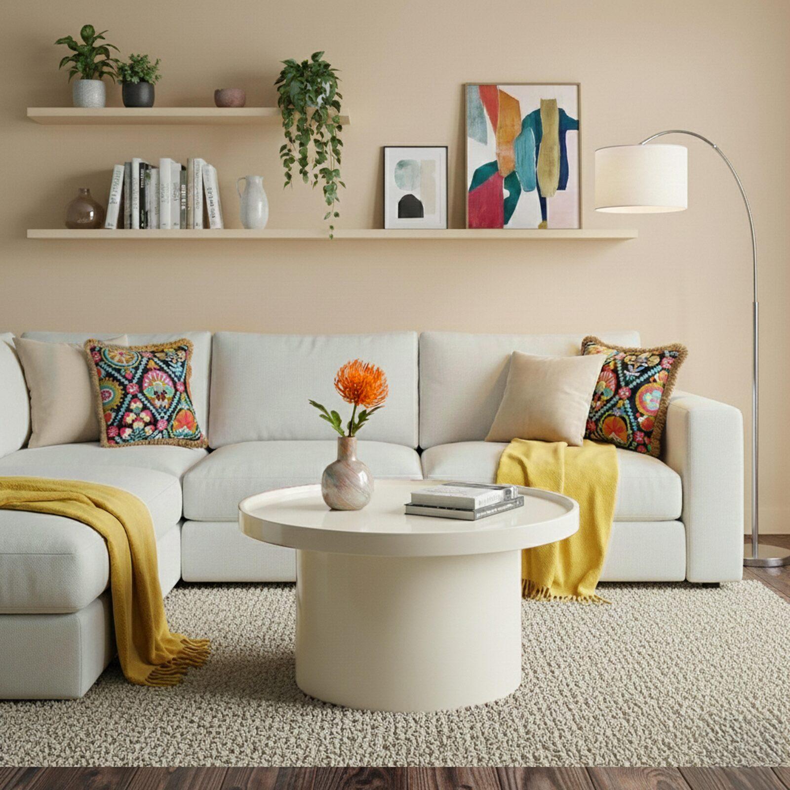 Table basse effet laqué ronde Ø70 cm