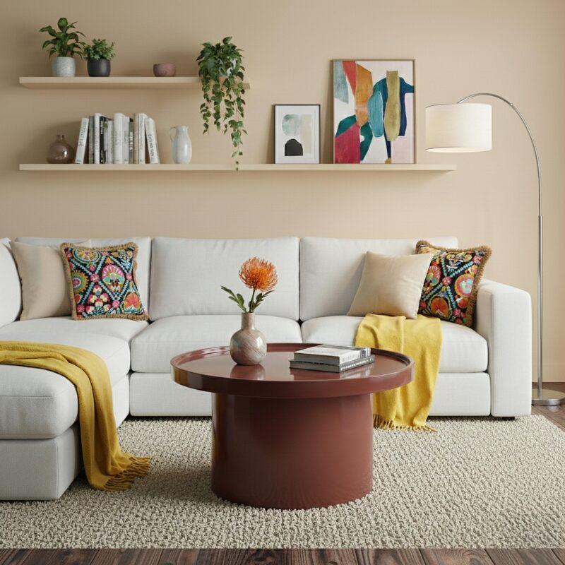 Table basse effet laqué ronde Ø70 cm