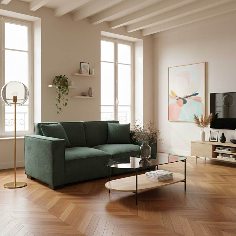 Table basse en verre fumé et effet bois ovale 120 x 55 x 40 cm (5/6)