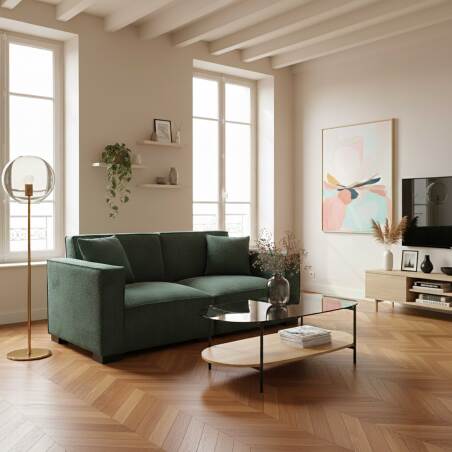 Table basse en verre fumé et effet bois ovale 120 x 55 x 40 cm (5/6)