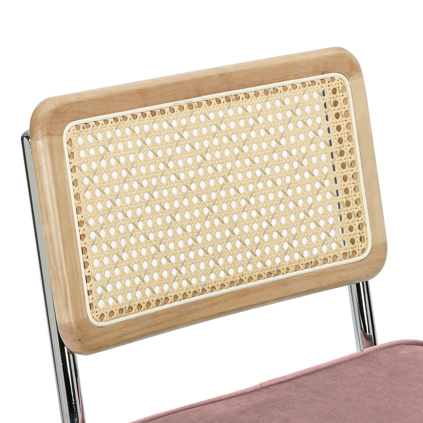 Chaises hautes en velours et métal avec dossier bois esprit cannage - Lot de 2