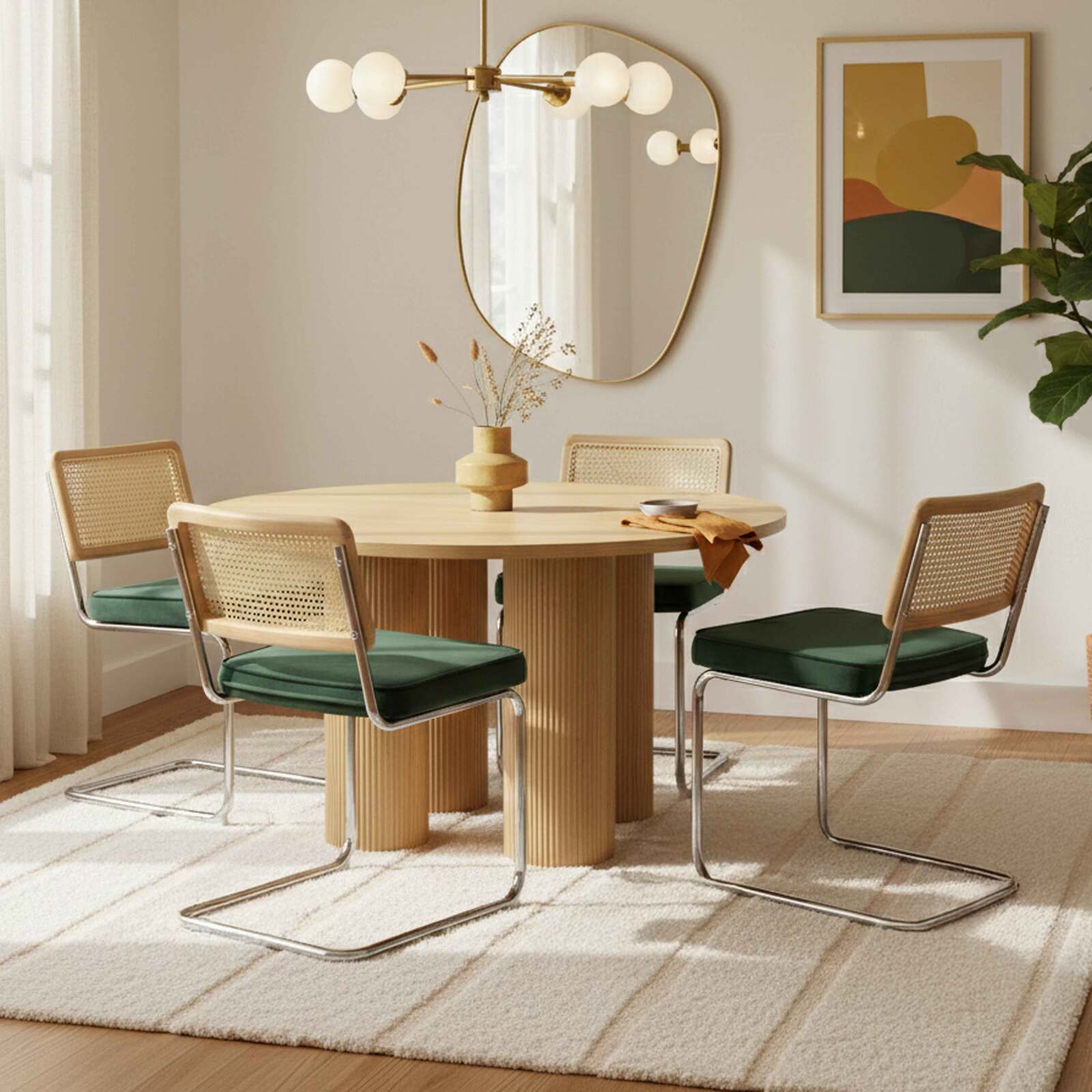 Chaises en velours et métal avec dossier bois esprit cannage - Lot de 2