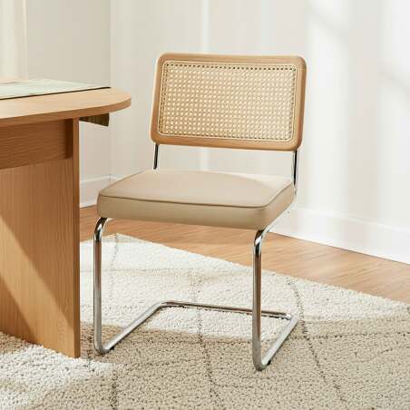 Chaises en velours et métal avec dossier bois esprit cannage - Lot de 2 (2/7)