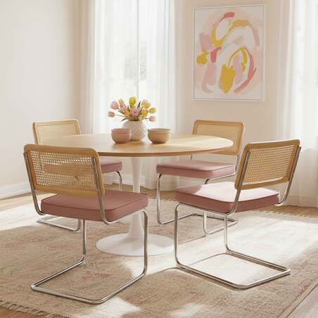 Chaises en velours et métal avec dossier bois esprit cannage - Lot de 2