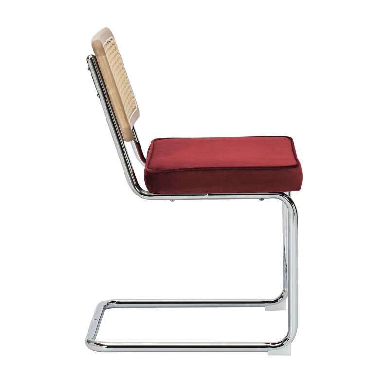 Chaises en velours et métal avec dossier bois esprit cannage - Lot de 2 (3/7)