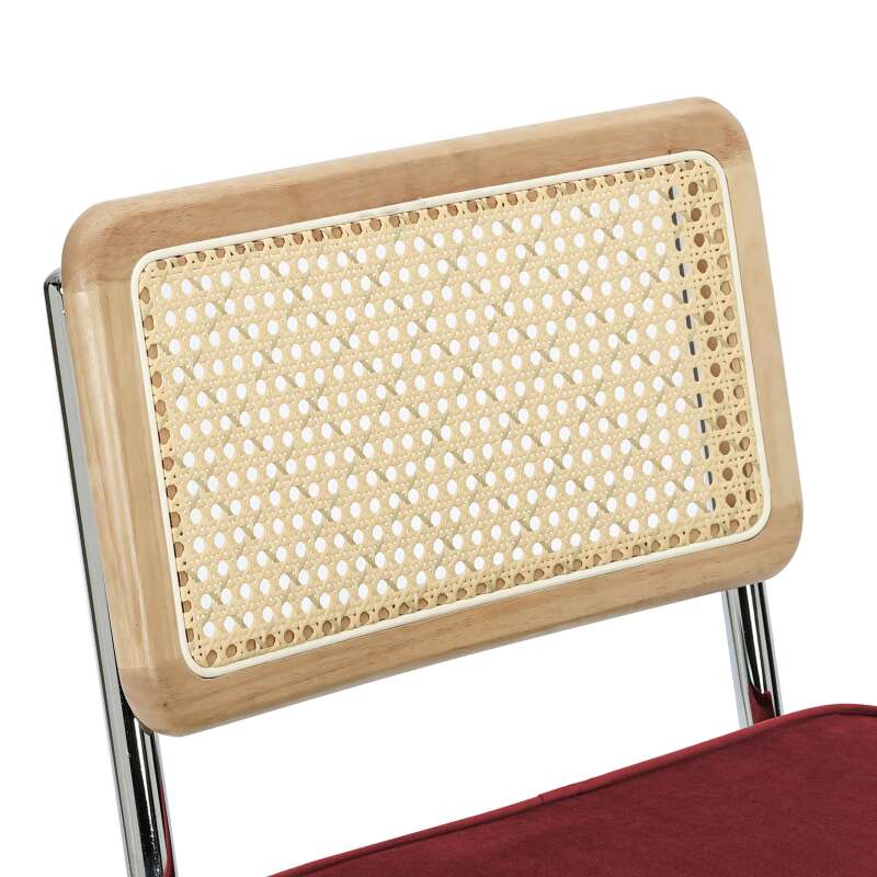 Chaises en velours et métal avec dossier bois esprit cannage - Lot de 2 (5/7)