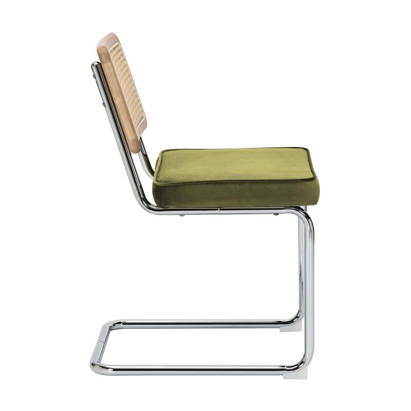 Chaises en velours et métal avec dossier bois esprit cannage - Lot de 2 (3/7)