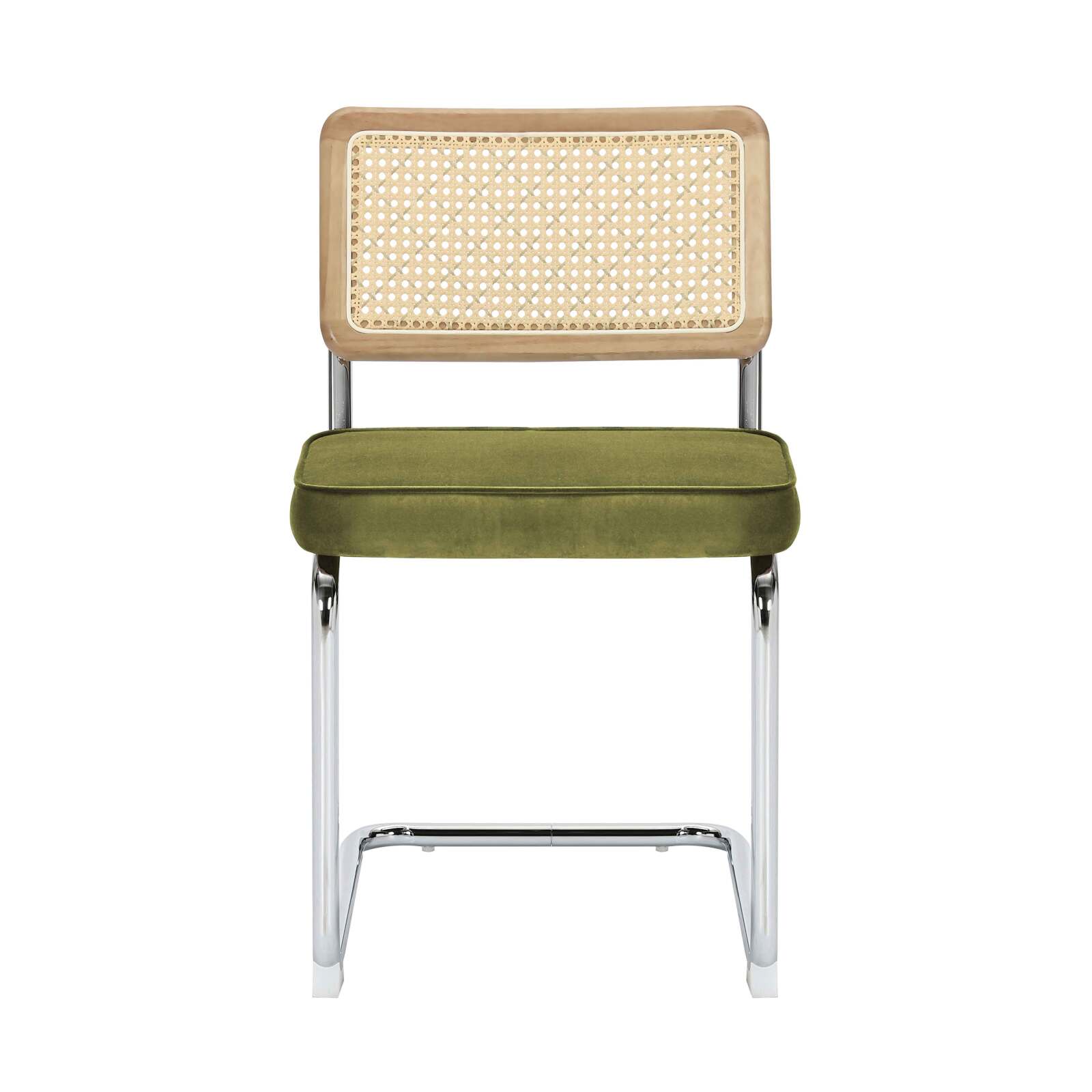 Chaises en velours et métal avec dossier bois esprit cannage - Lot de 2