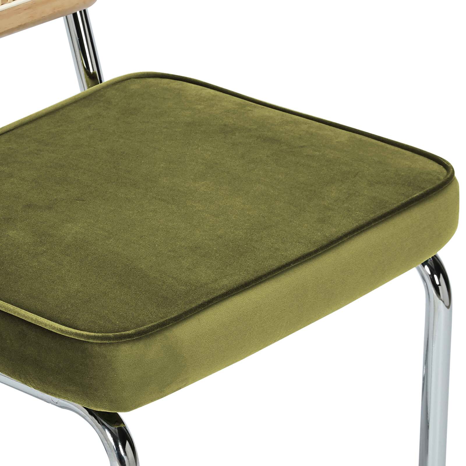 Chaises en velours et métal avec dossier bois esprit cannage - Lot de 2